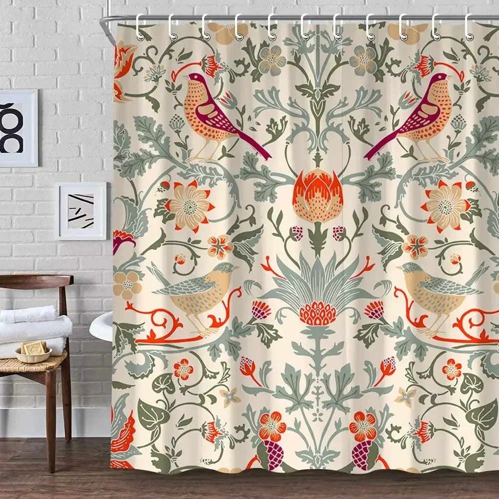 Fabric Weight Set - William Morris Duş Perdesi, Yeşil Duş