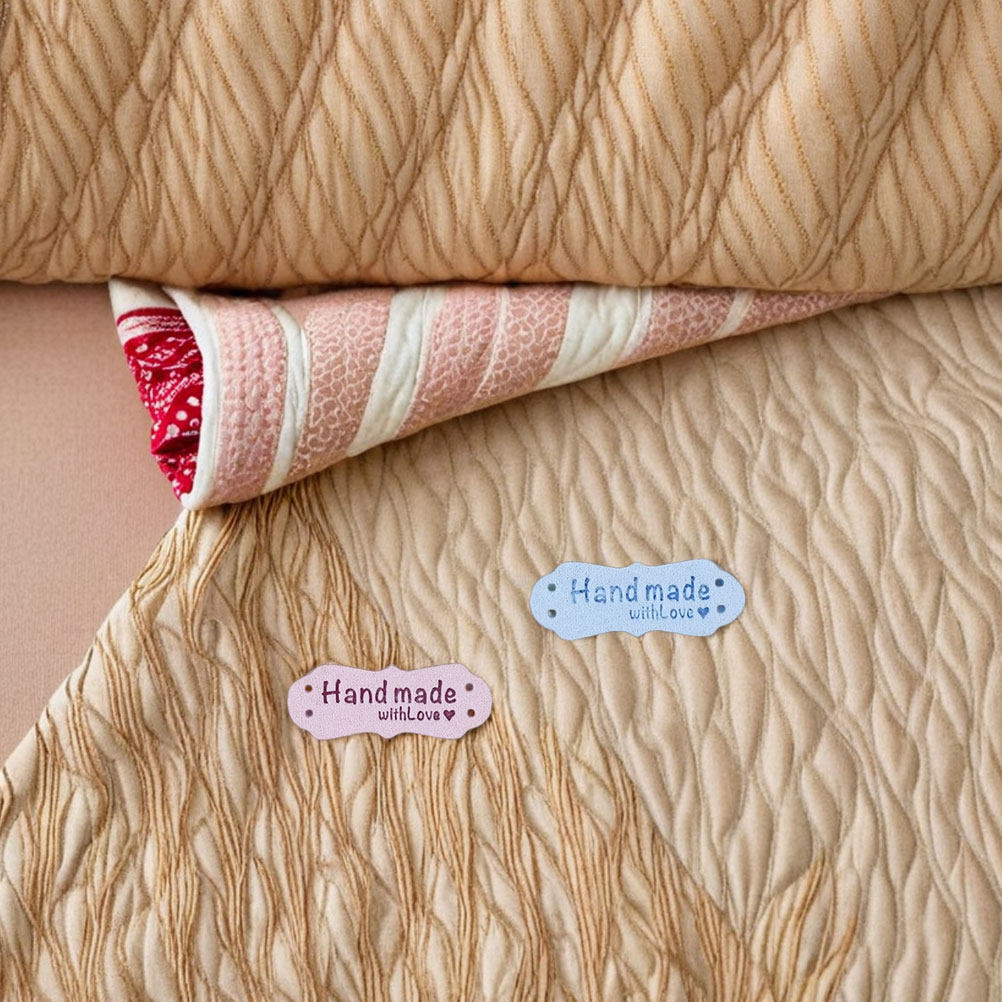 Sewing Labels - 100 Adet El Yapımı Kabartmalı Süet