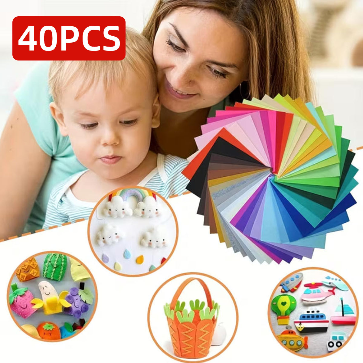 Fabric Softener Sheet - 40 adet keçe kumaş renkli keçe