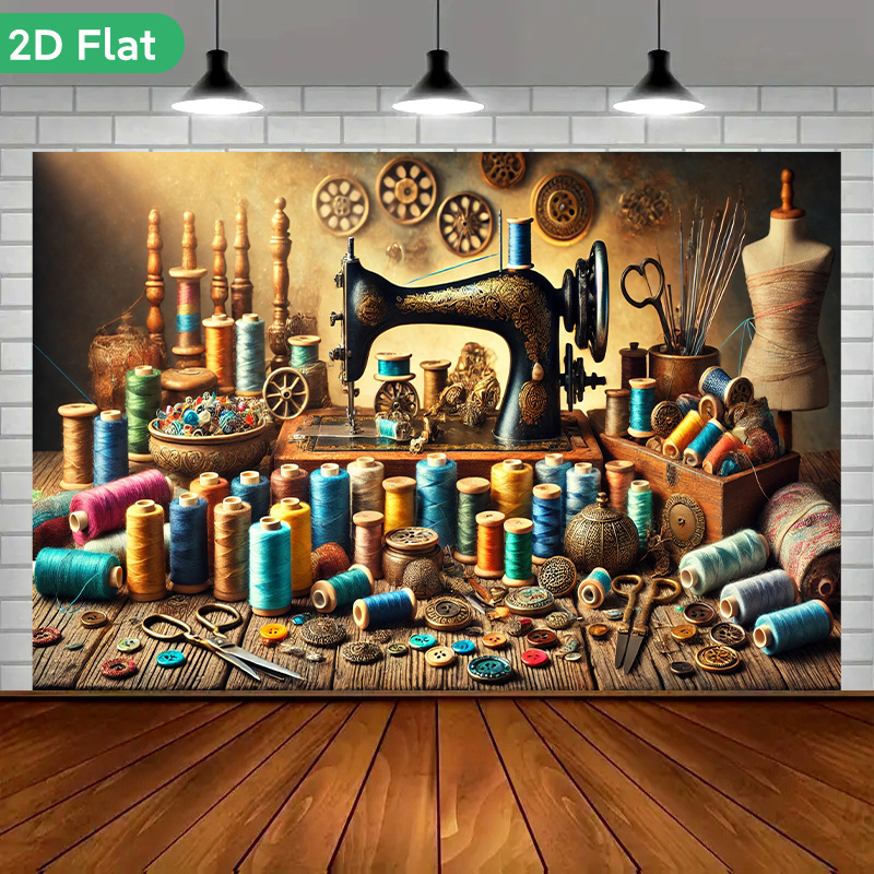 Is Sewing Textile Art - Vintage Retro Dikiş Atölyesi Duvar Gobleni